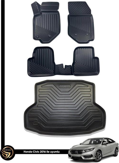 Honda Civic 3D Havuzlu Paspas Sedan 2016-2020 + Bagaj Havuzu İkili Set