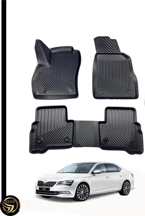 Skoda Super B 2015+ 3D Havuzlu Oto Paspas Kauçuk Sky