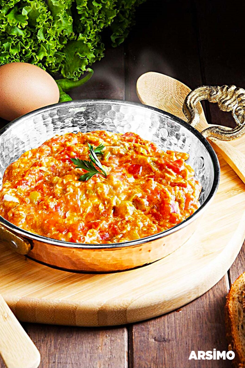 Çift Kulplu Bakır Sahan Tava 22 cm