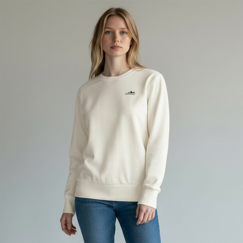 Elfin Kadın Beyaz Bisiklet Yaka Sweatshirt