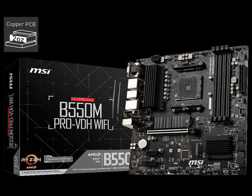 B550M PRO-VDH WIFI DDR4 4400(OC) HDMI MATX AM4