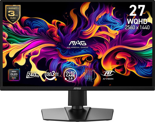 26.5 MSI MAG 272QP QD-OLED X24 WQHD 0.03MS 240HZ FREESYNC PREMIUM PIVOT GAMING