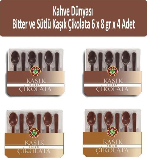 Bitter ve Sütlü Kaşık Çikolata 6 x 8 gr x 4 Adet