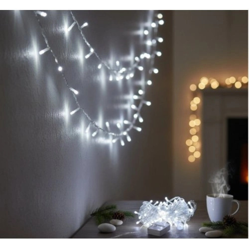 Damla Uçlu Beyaz Işık Şeffaf Kablo 10m 100 Led