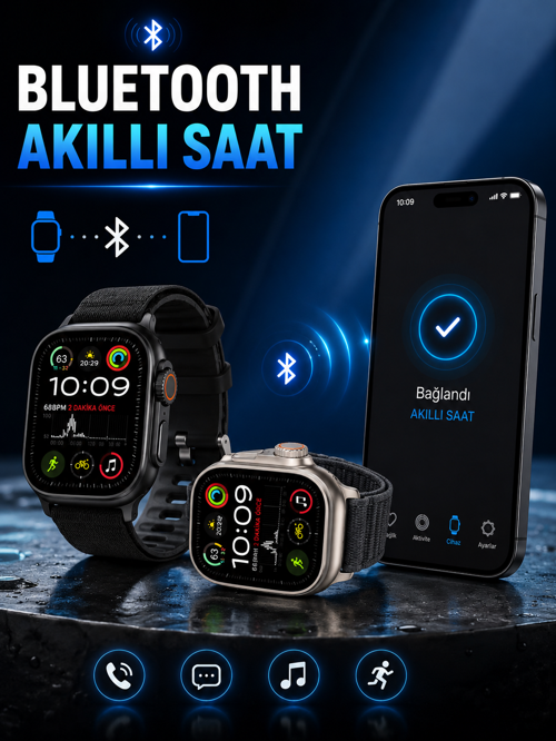 popüler Akıllı Saat Bluetooth Bağlantılı Adımsayar Alarm ve Hatırlatıcı Çağrı Cevaplama