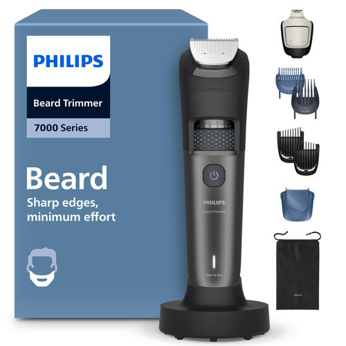 Sakal Kesme Makinesi 7000 Serisi - Kendiliğinden Bilenen Metal Bıçaklar, 40 Uzunluk Ayarı, BeardSense Teknolojisi, Saç Toplayıcı, %100 Su Geçirmez, Şarj Tabanı, Saklama Kutusu, Model BT7660/15