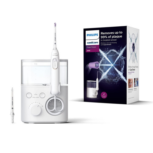 Sonicare Power Flosser 3000, Quad Stream teknolojisine sahip ağız duşu, beyaz (model HX3711/20)