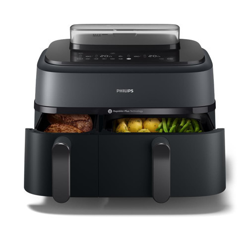 Steam Airfryer 5000 Serisi Çift Sepetli Sıcak Hava Fritözü, Buhar Fonksiyonlu ve 2 Sepet - Steam, Airfry, SteamFry, 9L (3L+6L), RapidAir Plus, Otomatik Buharlı Temizleme (NA550/00)