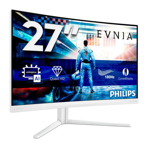 Evnia 27M2C5501-27 inç Quad HD Kavisli Oyun Monitörü, 180 Hz, 1 ms, FreeSync Premium, HDR10, Ambiglow (2560x1440, 2X HDMI 2.0, 1x DisplayPort 1.4) Beyaz