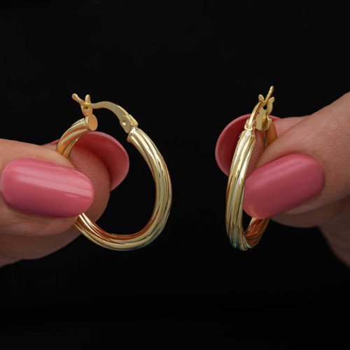 925 Ayar Gümüş Gold Kaplama 3 mm Burgu Şarnel Halka Küpe