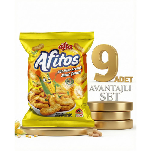 Afitos Süt Aromalı Mısır Çerezi 9x50 Gr
