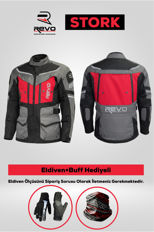 Stork Kırmızı 4 Mevsim Ce Korumalı Motosiklet Montu Rider Set – Eldiven & Buff Hediyeli