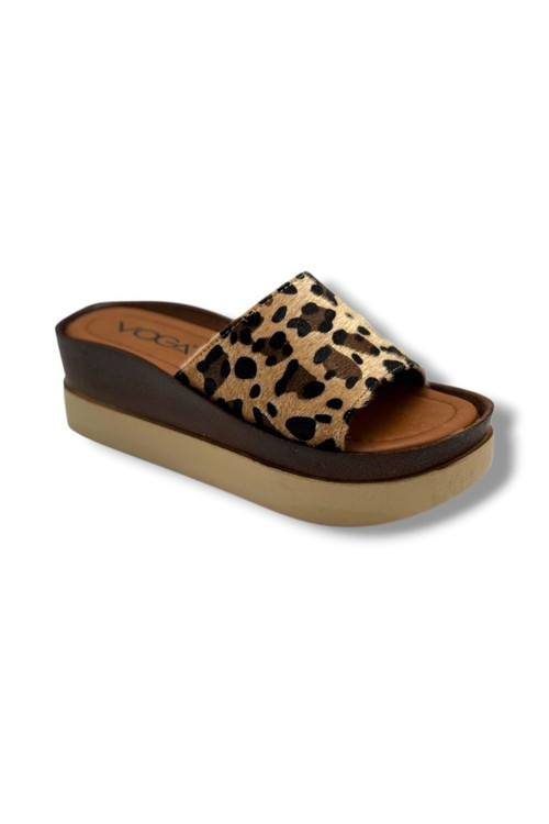 2500-272 Leopar Desenli Anatomik Dolgu Taban Kadın Terlik