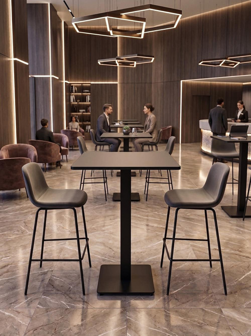 Matte Prime Bistro Masa 102cm Füme Tablalı - Kafe Restoran Otel Masası
