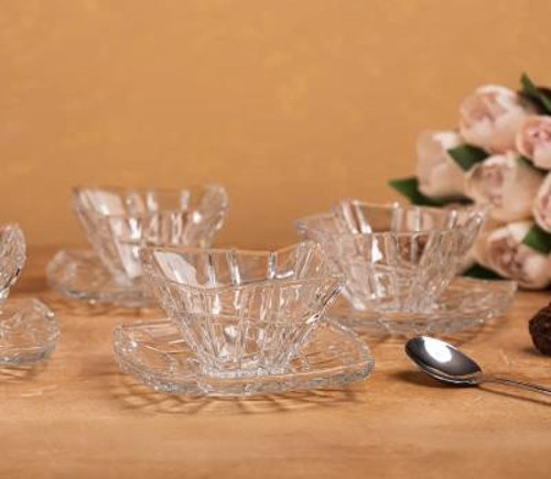 Glass in Love Cam Tabaklı Tatlı Kasesi 12 Parça
