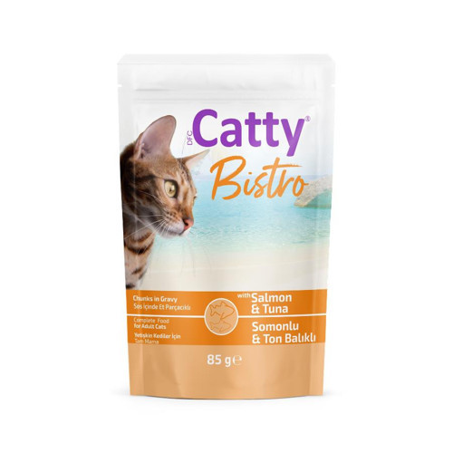 Bistro Sos İçinde Somonlu Ton Balıklı Yetişkin Kedi Konservesi 85 Gr