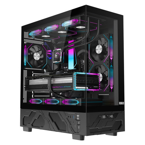 Basalt Pro V2 Siyah Temp. Display 6x ARGB USB 3.0 TypeC Psu Yok mATX Gaming Bilgisayar Kasası