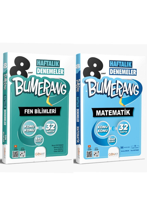 Günay Yayınları 8. Sınıf Lgs Bumerang 32 Haftalık Fen Bilimleri Ve Matematik Denemeleri 2’Li Set