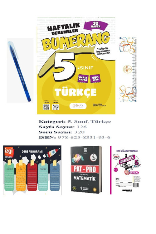 5. Sınıf Bumerang 32 Haftalık Türkçe Denemeleri Hediyeli