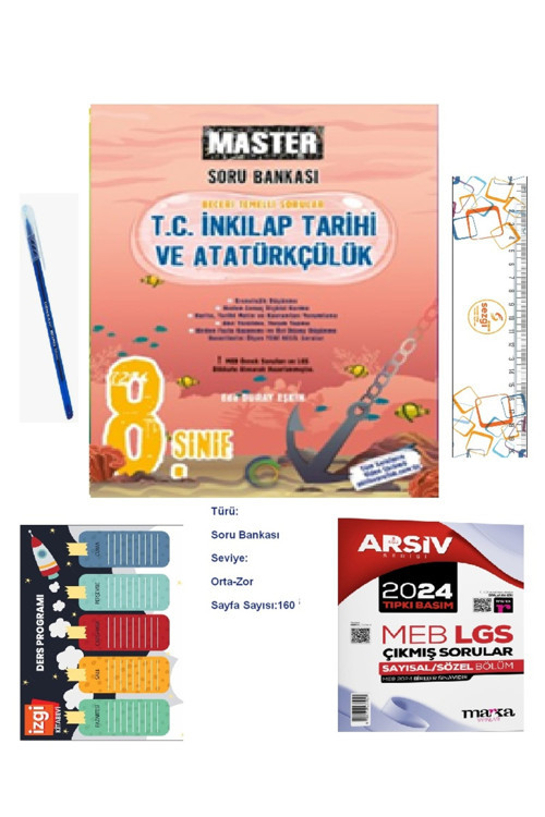 8. Sınıf Master T. C. İnkılap Tarihi Ve Atatürkçülük Soru Bankası Hediyeli