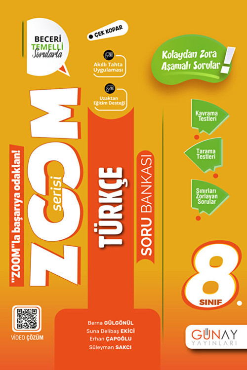 8. Sınıf Zoom Serisi Türkçe Soru Bankası / Berna Gülgönül / Günay Yayınları / 9786258331219