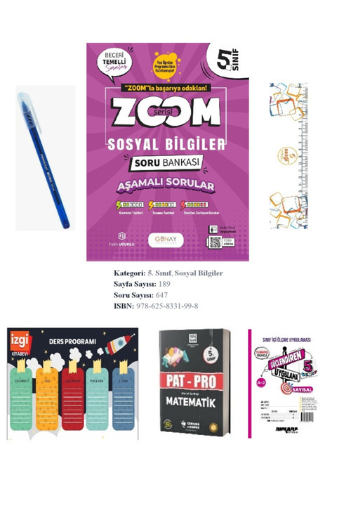 5.Sınıf Zoom Serisi Sosyal Bilgiler Soru Bankası Hediyeli