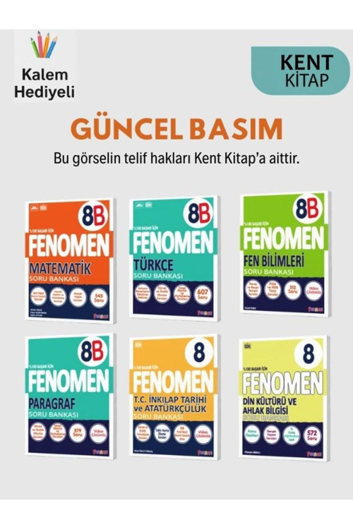 Fenomen 8. Sınıf 6’Lı Soru Bankası Seti Matematik Türkçe Fen Paragraf İnkılap Din B Serisi