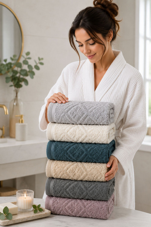 6 lı El Yüz Havlu Seti %100 Pamuklu Kısmi Kadife Velvet Collection