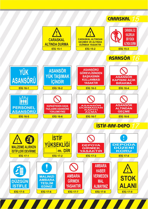PVC 0,50 mm ASANSÖR YÜK TAŞIMAK İÇİNDİR İkaz Levhası - (2 Adet)