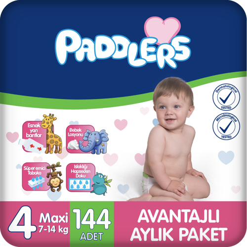 Bebek Bezi 4 Numara Maxi 144 Adet (7-14 Kg) Aylık Paket