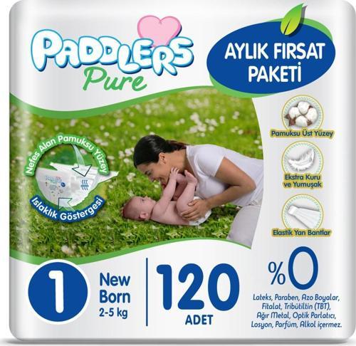 Pure Bebek Bezi 1 Numara Yenidoğan 120 Adet (2-5 Kg) Aylık Fırsat Paketi