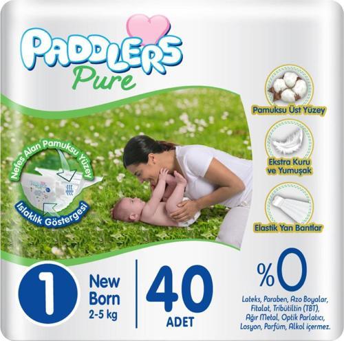 Pure Bebek Bezi 1 Numara Yenidoğan 40 Adet (2-5 Kg) Eko Paket