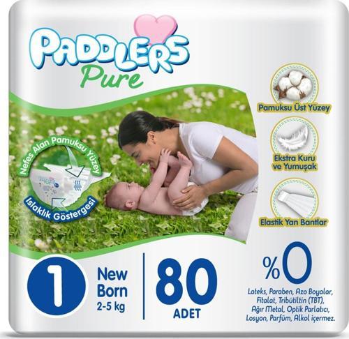 Pure Bebek Bezi 1 Numara Yenidoğan 80 Adet (2-5 Kg) Jumbo Paket