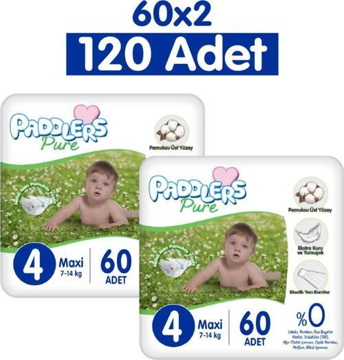 Pure Bebek Bezi 4 Numara Maxi 120 Adet 2'li Jumbo Set
