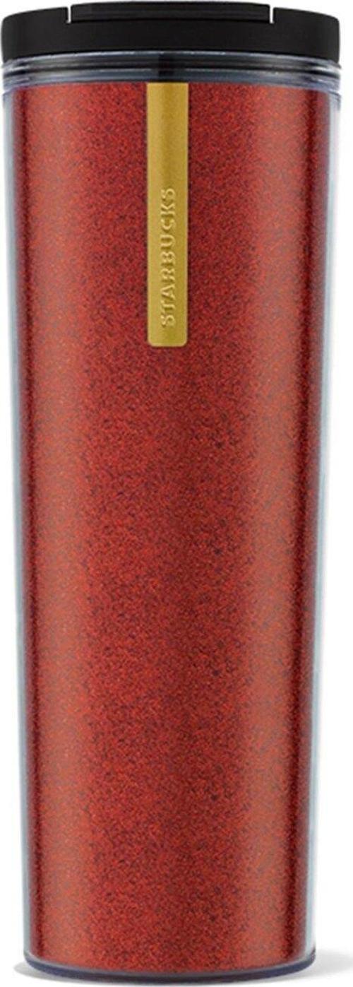 Kırmızı Simli Plastik Termos 473 Ml