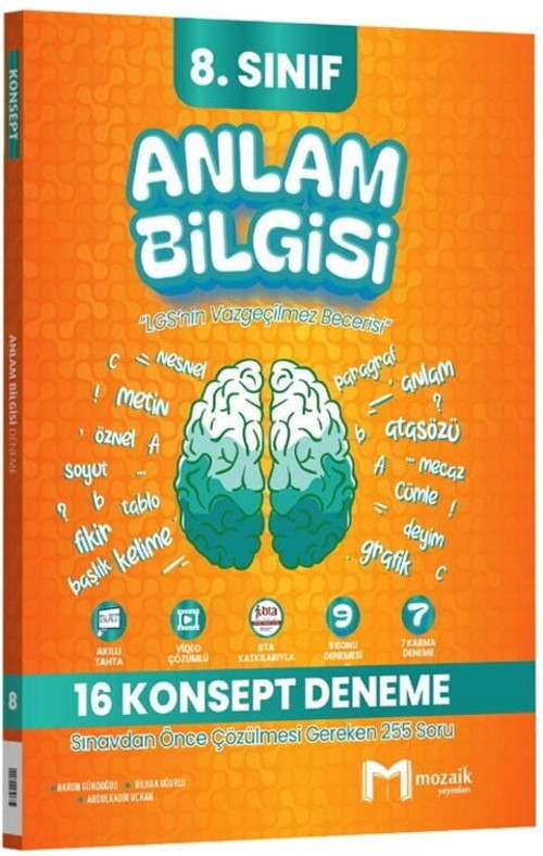 Mozaik 8. Sınıf Anlam Bilgisi Konsept 16 Deneme Çözümlü Mozaik Yayınları