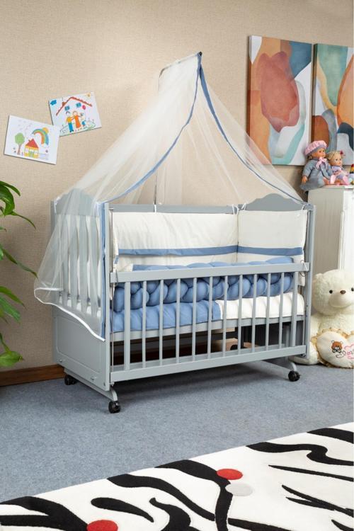Ahşap Mdf Anne Yanı Beşik, 60x120 4 Kademeli Lake Cilalı Sallanır Tekerlekli  Bebek Beşiği