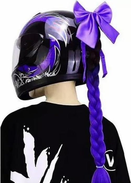 Tex Kask Süsü 5 Motosiklet Bisiklet Ve Kayak Kask Süsü Kalın Örgü At Kuyruğu Saç Mavi
