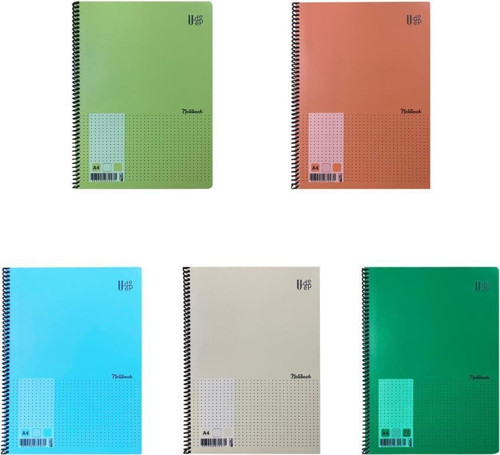 U-DEEP A4 Spiralli Defter Pp. Kapak 60 Yp. Çizgisiz 5'Lİ