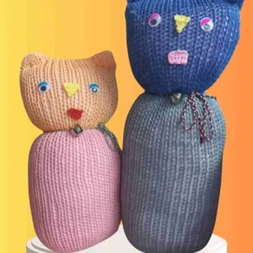 Tıkırık Örgü Yastık Uyku Oyun Arkadaşı Şeker&Cingöz - 35 Cm-45 Cm