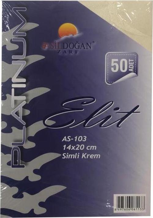 14 x 20 Fantazi Zarf Simli Krem 170 GR 50'li AS-103