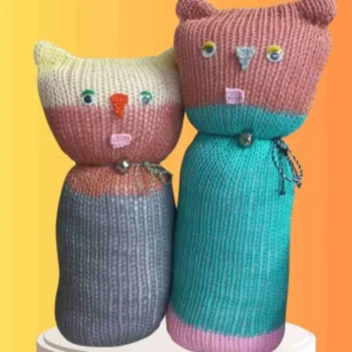 Tıkırık Örgü Yastık Uyku Oyun Arkadaşı Çikito&Gümüş - 35 Cm-45 Cm