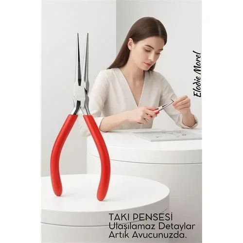 Profesyonel Uzun İnce Sivri Uçlu Kargaburun Takı Pensesi 12 Cm - Hassas Mücevherat Onarımı 722506