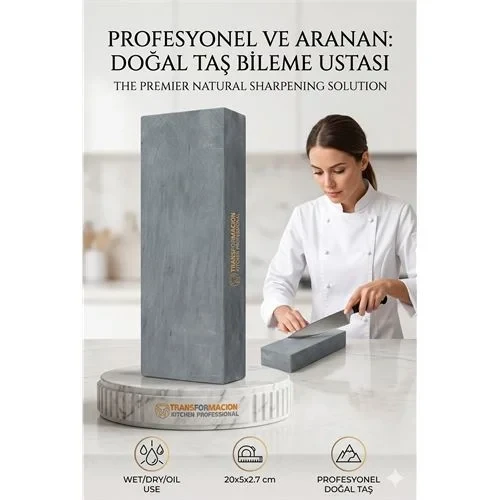Profesyonel Doğal Bileme Taşı | Islak Yağlı Ve Kuru Kullanım | Şef Bıçak Bileyici 723078