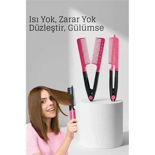 Manuel V Tipi Keratin Saç Düzleştirici – Isısız, Taraklı Saç Maşası Pratik Ve Taşınabilir 722360