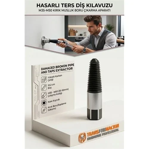 Kırık Boru Çıkarıcı M35-m50 Ters Kılavuz Musluk Sökme Aparatı 723241