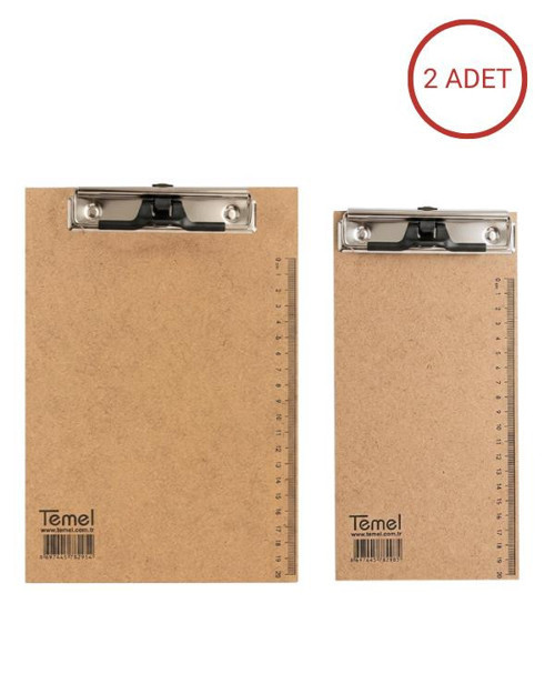 A5 ve 1/3 A4 Ahşap Sekreterlik Metal Klipsli Kalem Tutma Aparatlı 2li Set