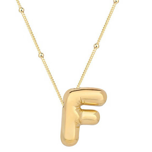 925 Ayar Gümüş Gold Balon "F" Harfi Kolye