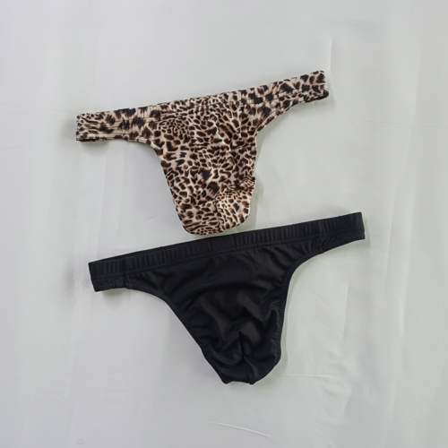 Erkek 2'li Paket Leopar-Siyah Renk String Külot BB2199