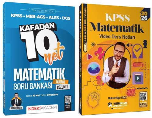 Yediiklim + İndeks 2026 Kpss Matematik Atölye Video Ders Notları + Kafadan 10 Net Soru Bankası 2 Li Set